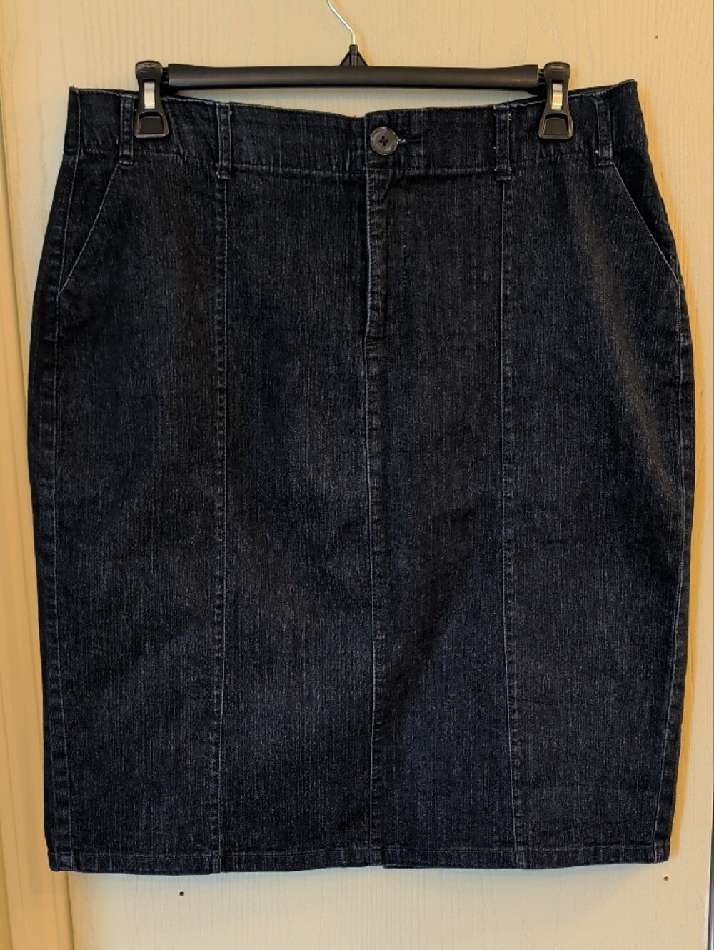 CJ Banks Blue Denim Pencil Skirt Stretch Cotton Blend Pockets Women's 16W